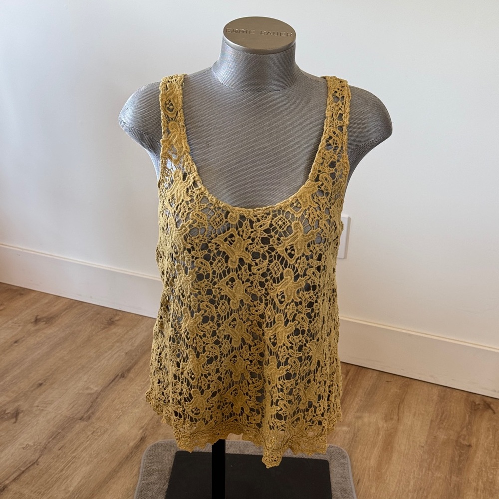 Ecote Yellow Lace Tank Top